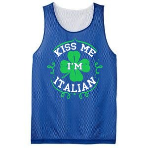 Kiss Me I'm Italian St Patricks Day Funny Shamrock Flag Cute Gift Mesh Reversible Basketball Jersey Tank