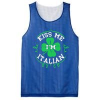 Kiss Me I'm Italian St Patricks Day Funny Shamrock Flag Cute Gift Mesh Reversible Basketball Jersey Tank