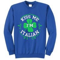 Kiss Me I'm Italian St Patricks Day Funny Shamrock Flag Cute Gift Tall Sweatshirt