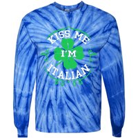 Kiss Me I'm Italian St Patricks Day Funny Shamrock Flag Cute Gift Tie-Dye Long Sleeve Shirt