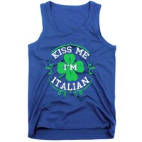 Kiss Me I'm Italian St Patricks Day Funny Shamrock Flag Cute Gift Tank Top