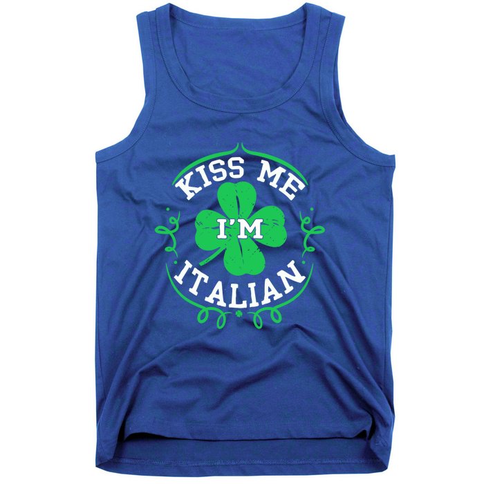 Kiss Me I'm Italian St Patricks Day Funny Shamrock Flag Cute Gift Tank Top