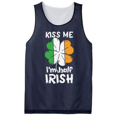 Kiss Me I'm Half Irish Funny St Patricks Day Mesh Reversible Basketball Jersey Tank