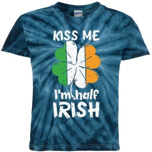 Kiss Me I'm Half Irish Funny St Patricks Day Kids Tie-Dye T-Shirt