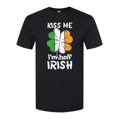 Kiss Me I'm Half Irish Funny St Patricks Day Softstyle® CVC T-Shirt