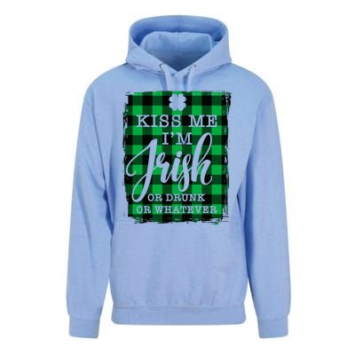 Kiss Me I'm Irish Funny St Paddy's Plaid Unisex Surf Hoodie