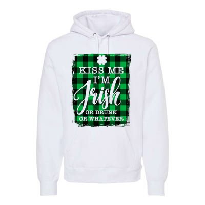 Kiss Me I'm Irish Funny St Paddy's Plaid Premium Hoodie