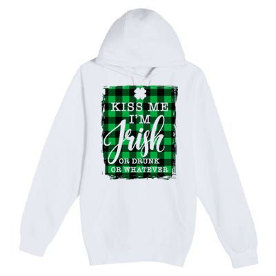 Kiss Me I'm Irish Funny St Paddy's Plaid Premium Pullover Hoodie