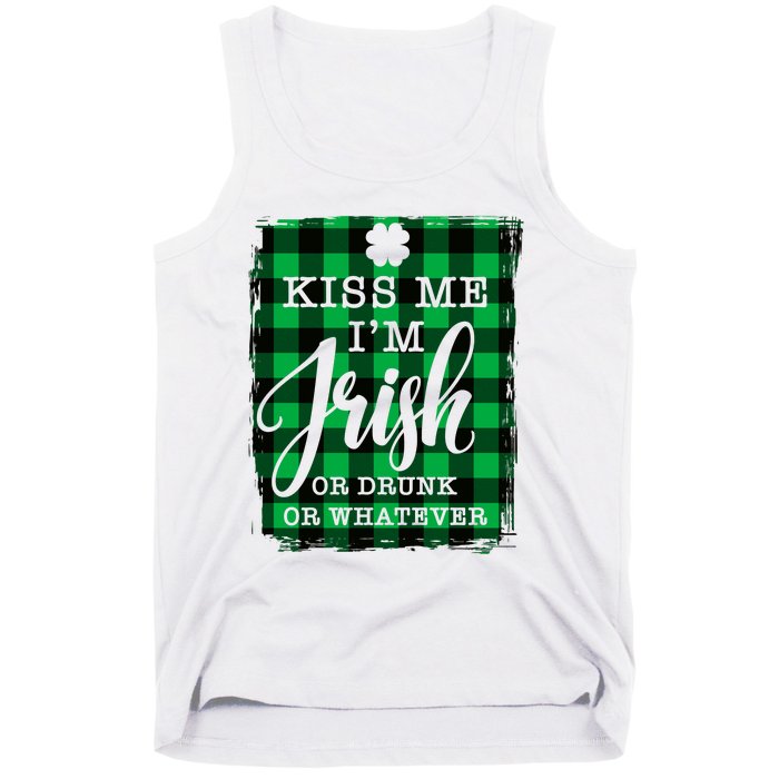 Kiss Me I'm Irish Funny St Paddy's Plaid Tank Top