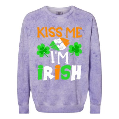 KISS ME I’M IRISH Lucky St. Patrick's Day Funny Colorblast Crewneck Sweatshirt