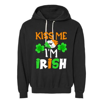 KISS ME I’M IRISH Lucky St. Patrick's Day Funny Garment-Dyed Fleece Hoodie