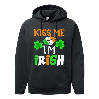 KISS ME I’M IRISH Lucky St. Patrick's Day Funny Performance Fleece Hoodie