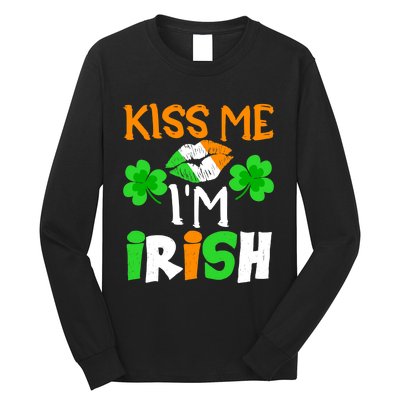 KISS ME I’M IRISH Lucky St. Patrick's Day Funny Long Sleeve Shirt