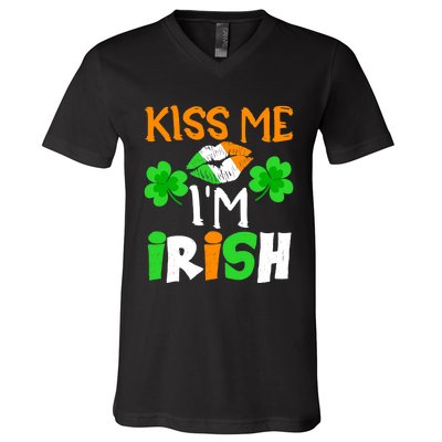 KISS ME I’M IRISH Lucky St. Patrick's Day Funny V-Neck T-Shirt