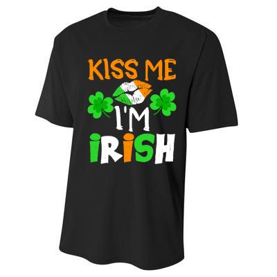 KISS ME I’M IRISH Lucky St. Patrick's Day Funny Performance Sprint T-Shirt