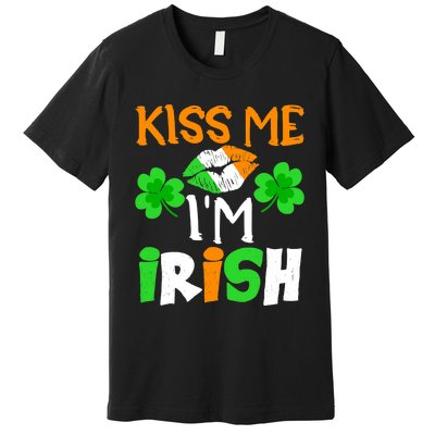 KISS ME I’M IRISH Lucky St. Patrick's Day Funny Premium T-Shirt