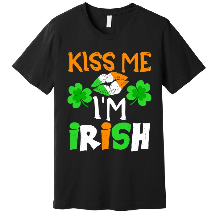 KISS ME I’M IRISH Lucky St. Patrick's Day Funny Premium T-Shirt