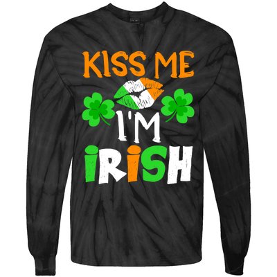 KISS ME I’M IRISH Lucky St. Patrick's Day Funny Tie-Dye Long Sleeve Shirt