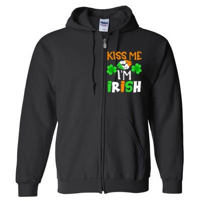 KISS ME I’M IRISH Lucky St. Patrick's Day Funny Full Zip Hoodie