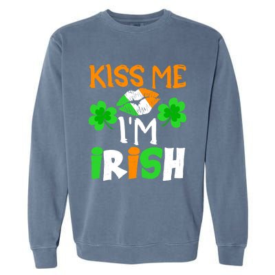 KISS ME I’M IRISH Lucky St. Patrick's Day Funny Garment-Dyed Sweatshirt