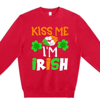 KISS ME I’M IRISH Lucky St. Patrick's Day Funny Premium Crewneck Sweatshirt