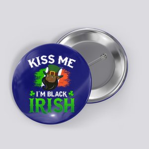 Kiss Me I'm Black Irish St Patricks Day Leprechaun Hat Cute Gift Button