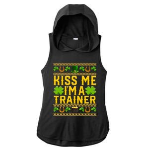 Kiss Me I'm A Trainer St Patrick's Day Fitness Trainer Gift Ladies PosiCharge Tri-Blend Wicking Draft Hoodie Tank