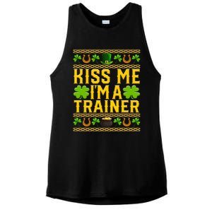 Kiss Me I'm A Trainer St Patrick's Day Fitness Trainer Gift Ladies PosiCharge Tri-Blend Wicking Tank