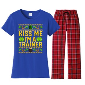 Kiss Me I'm A Trainer St Patrick's Day Fitness Trainer Gift Women's Flannel Pajama Set