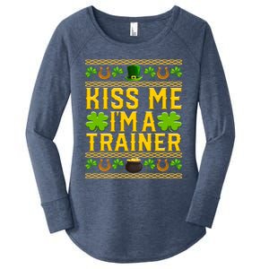 Kiss Me I'm A Trainer St Patrick's Day Fitness Trainer Gift Women's Perfect Tri Tunic Long Sleeve Shirt