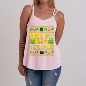 Kiss Me I'm A Trainer St Patrick's Day Fitness Trainer Gift Women's Strappy Tank