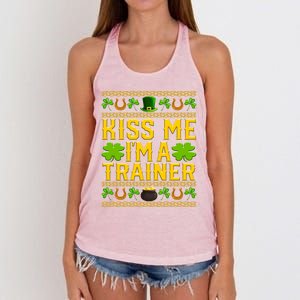 Kiss Me I'm A Trainer St Patrick's Day Fitness Trainer Gift Women's Knotted Racerback Tank