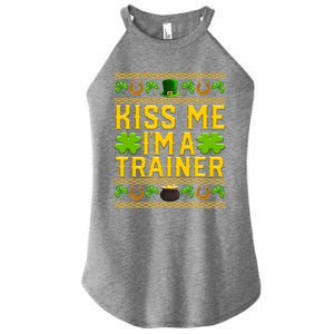 Kiss Me I'm A Trainer St Patrick's Day Fitness Trainer Gift Women's Perfect Tri Rocker Tank