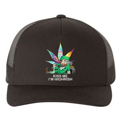 Kiss Me IM Highrish Leprechaun Weed Leaf St Patricks Day Yupoong Adult 5-Panel Trucker Hat