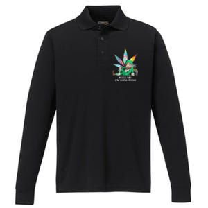 Kiss Me IM Highrish Leprechaun Weed Leaf St Patricks Day Performance Long Sleeve Polo