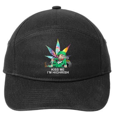 Kiss Me IM Highrish Leprechaun Weed Leaf St Patricks Day 7-Panel Snapback Hat