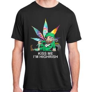 Kiss Me IM Highrish Leprechaun Weed Leaf St Patricks Day Adult ChromaSoft Performance T-Shirt