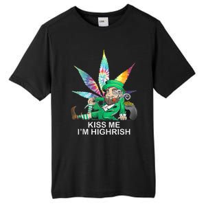 Kiss Me IM Highrish Leprechaun Weed Leaf St Patricks Day Tall Fusion ChromaSoft Performance T-Shirt