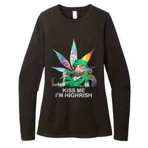 Kiss Me IM Highrish Leprechaun Weed Leaf St Patricks Day Womens CVC Long Sleeve Shirt