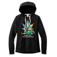 Kiss Me IM Highrish Leprechaun Weed Leaf St Patricks Day Women's Fleece Hoodie