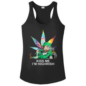 Kiss Me IM Highrish Leprechaun Weed Leaf St Patricks Day Ladies PosiCharge Competitor Racerback Tank