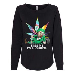 Kiss Me IM Highrish Leprechaun Weed Leaf St Patricks Day Womens California Wash Sweatshirt