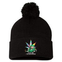 Kiss Me IM Highrish Leprechaun Weed Leaf St Patricks Day Pom Pom 12in Knit Beanie