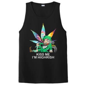 Kiss Me IM Highrish Leprechaun Weed Leaf St Patricks Day PosiCharge Competitor Tank