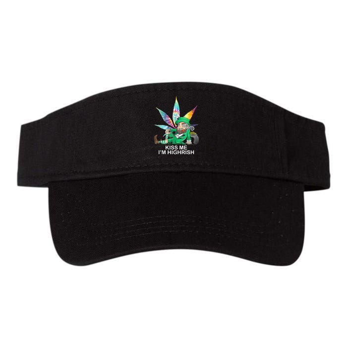 Kiss Me IM Highrish Leprechaun Weed Leaf St Patricks Day Valucap Bio-Washed Visor