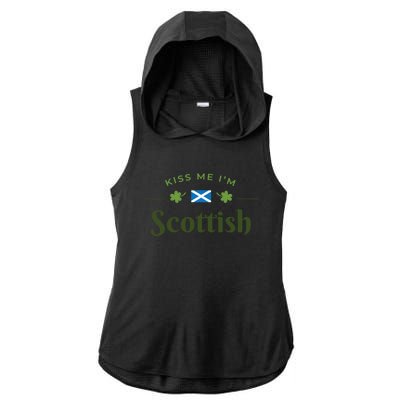 Kiss Me I'm Scottish Saint Patrick Day Gift Ladies PosiCharge Tri-Blend Wicking Draft Hoodie Tank