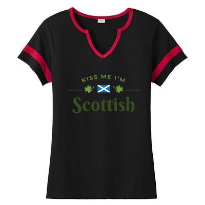 Kiss Me I'm Scottish Saint Patrick Day Gift Ladies Halftime Notch Neck Tee