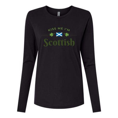 Kiss Me I'm Scottish Saint Patrick Day Gift Womens Cotton Relaxed Long Sleeve T-Shirt