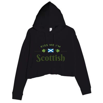 Kiss Me I'm Scottish Saint Patrick Day Gift Crop Fleece Hoodie