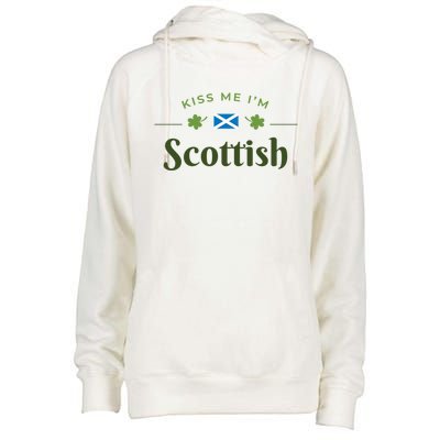 Kiss Me I'm Scottish Saint Patrick Day Gift Womens Funnel Neck Pullover Hood